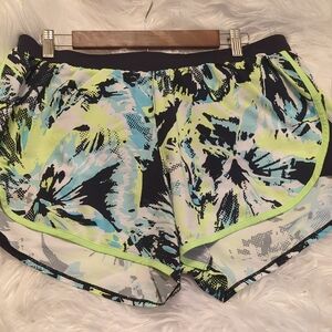 Under Armour Neon Floral Print Running Shorts - Lime/Black/Blue